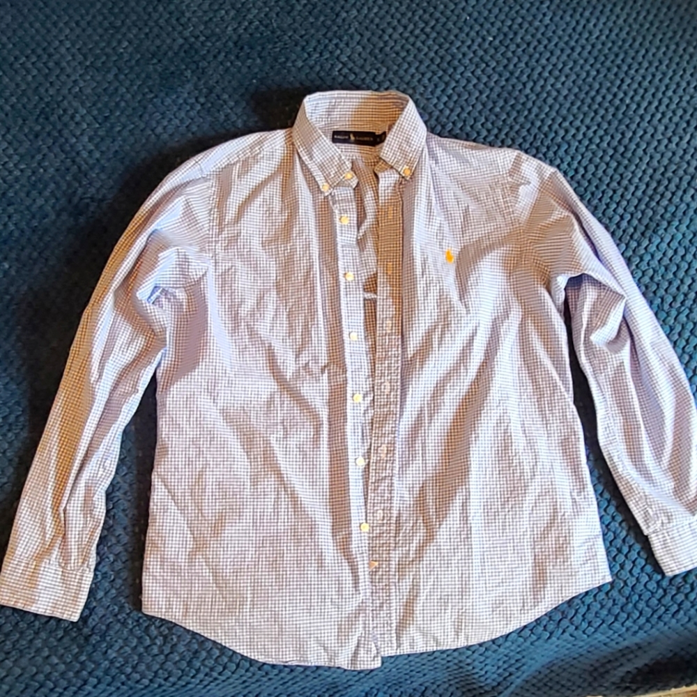 Polo Ralph Lauren Blue Plaid Button Down Shirt Men's Large